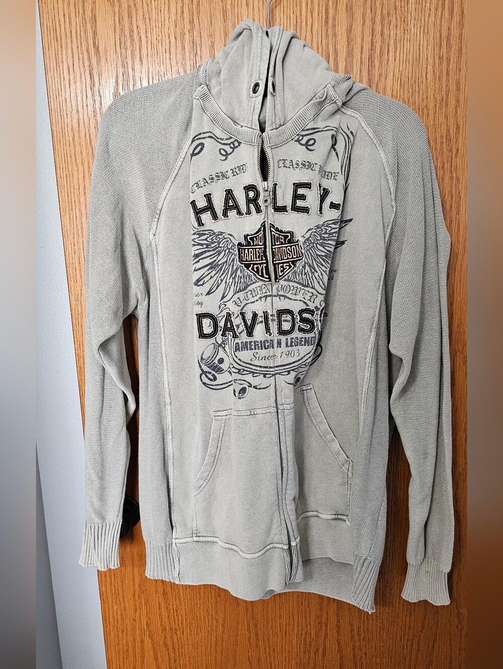 FINAL...Harley-Davidson Gray Zip Hoodie with Graphic Logo